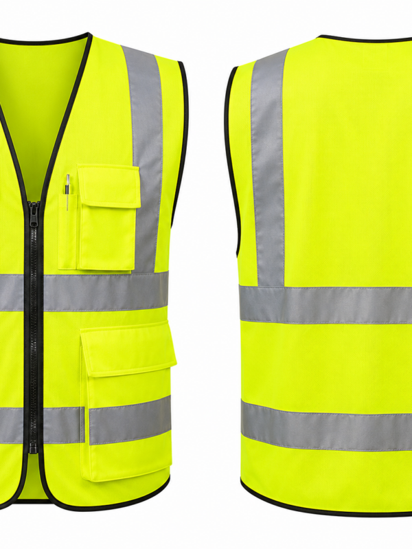 SAFETY JACKET WITH POCKET & ZIPPER Reflective Safety Vest