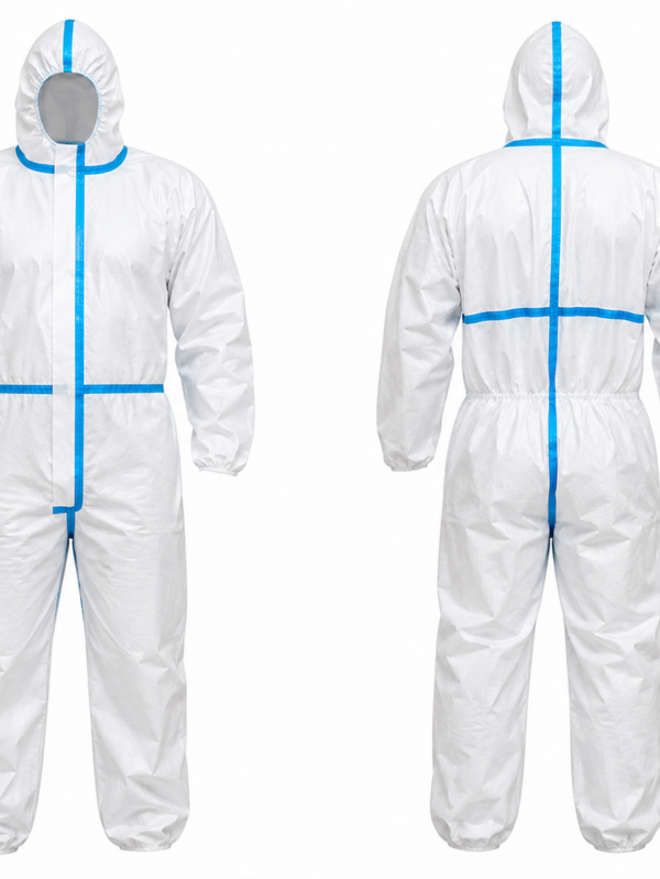 DISPOSABLE COVERALL WHITE/BLUE Protective Coverall Suit